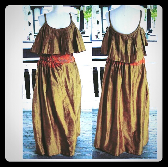 Pleated copper Dress - Picture 1 of 2